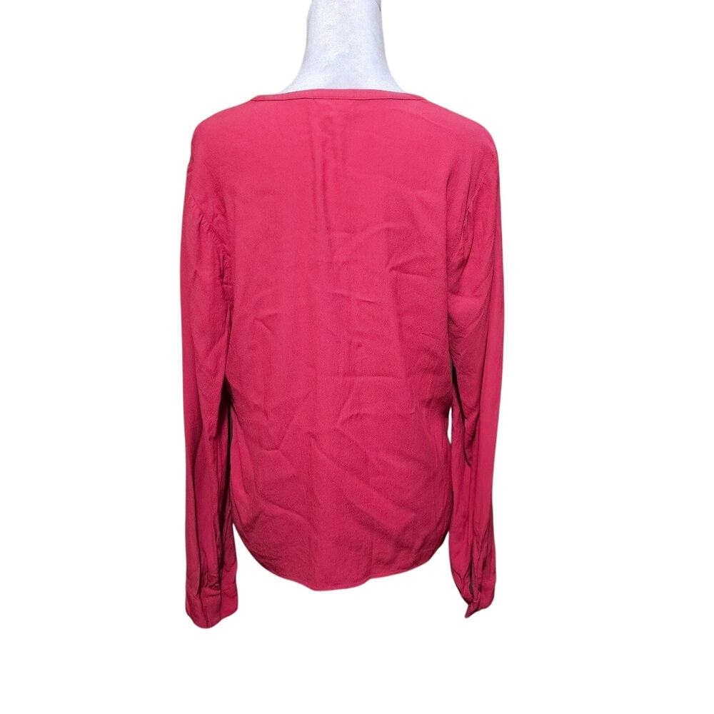 J. Jill Blouse Women's Size M Rayon Coral Long Sleeve V-neck Casual Minimalist - Picture 3 of 8